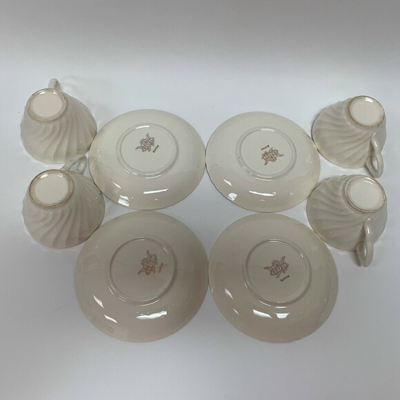 Vintage Clifton by Royal Cups and Saucers Ivory Floral Swirl Rim Lot of 8 - Picture 6 of 8